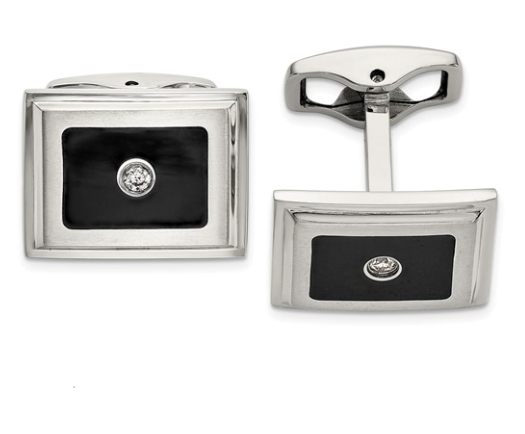 Black enamel Cuff links Diamond