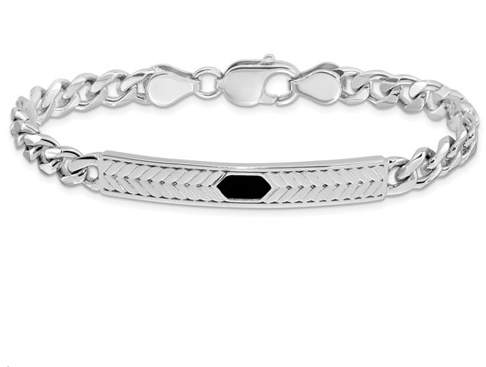 Sterling Silver Enameled Bar Men's bracelet