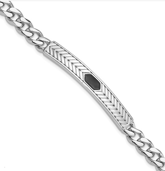 Sterling Silver Enameled Bar Men's bracelet