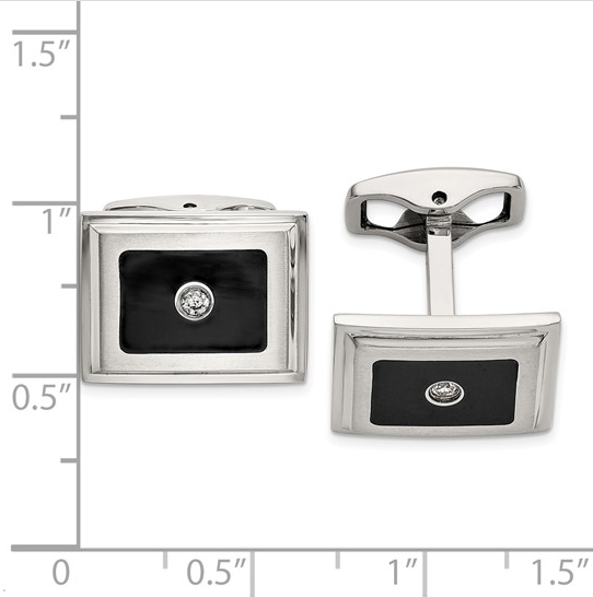 Black enamel Cuff links Diamond